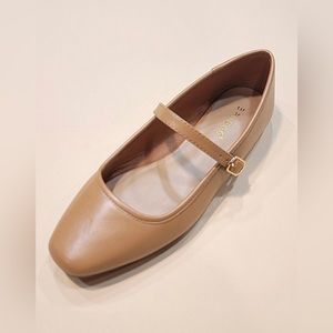 Tan Mary Jane Flats